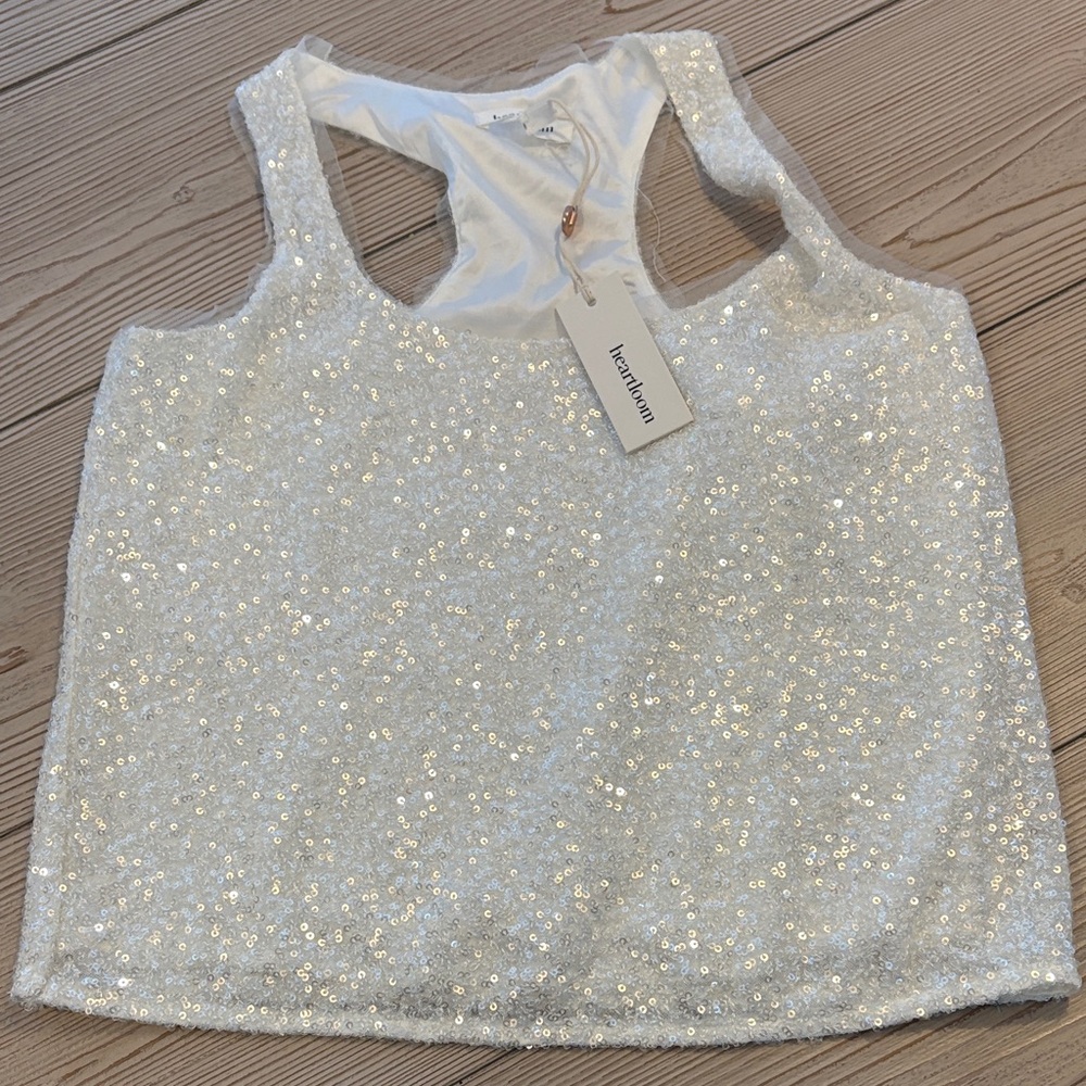 Heartloom Silver Sequin Tank Top